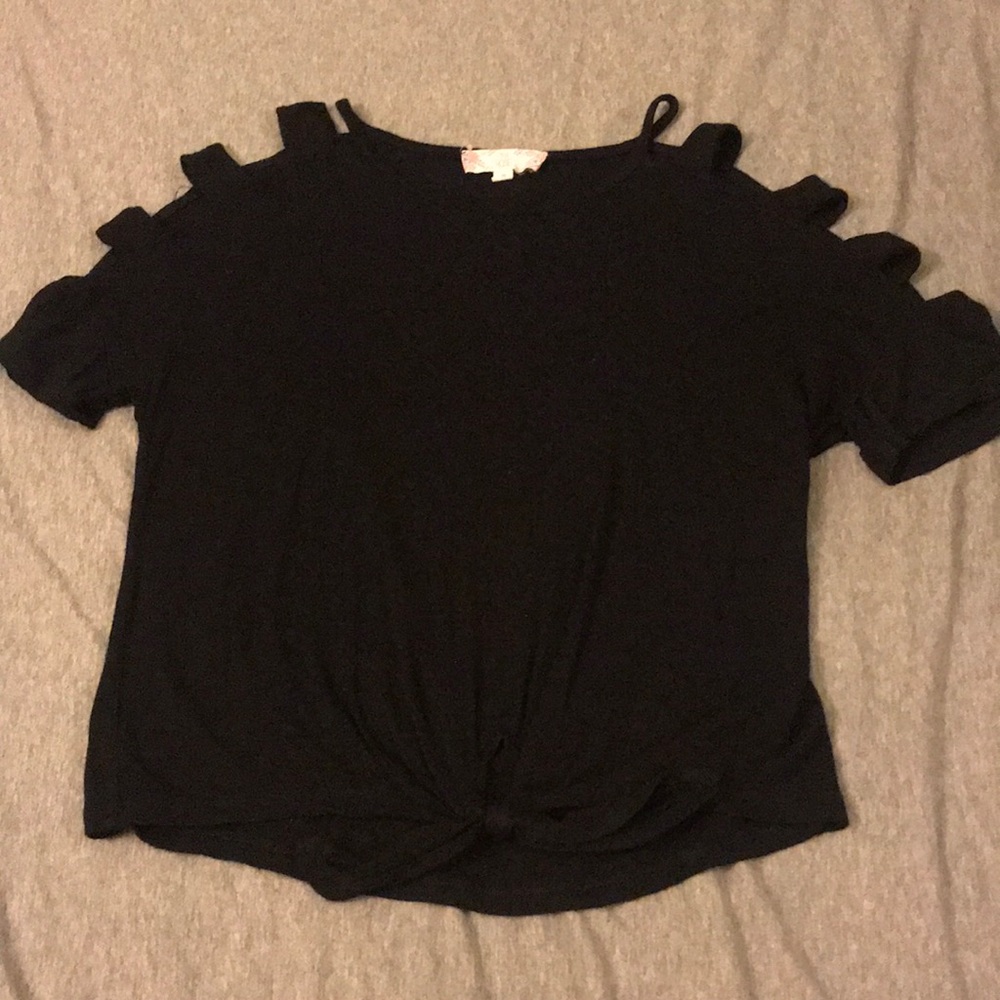 Black open shoulder top